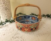 Arita Imari-style bowl with bamboo handle