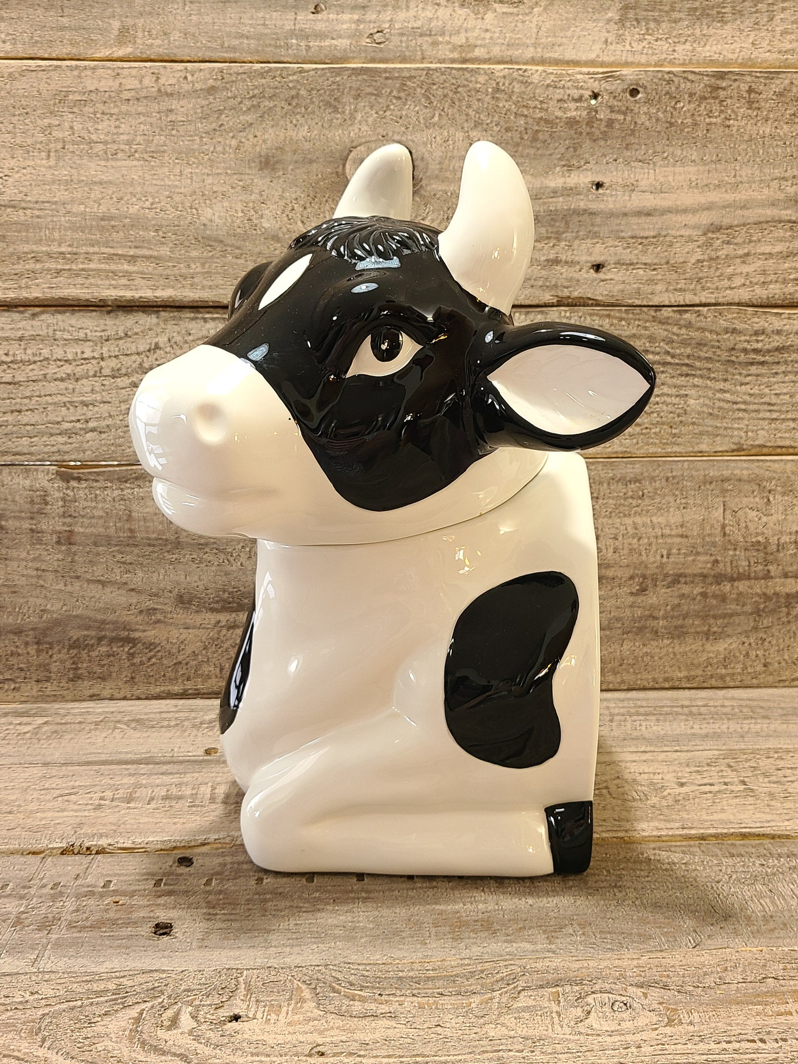 Large ceramic cow cookie jar Etsy