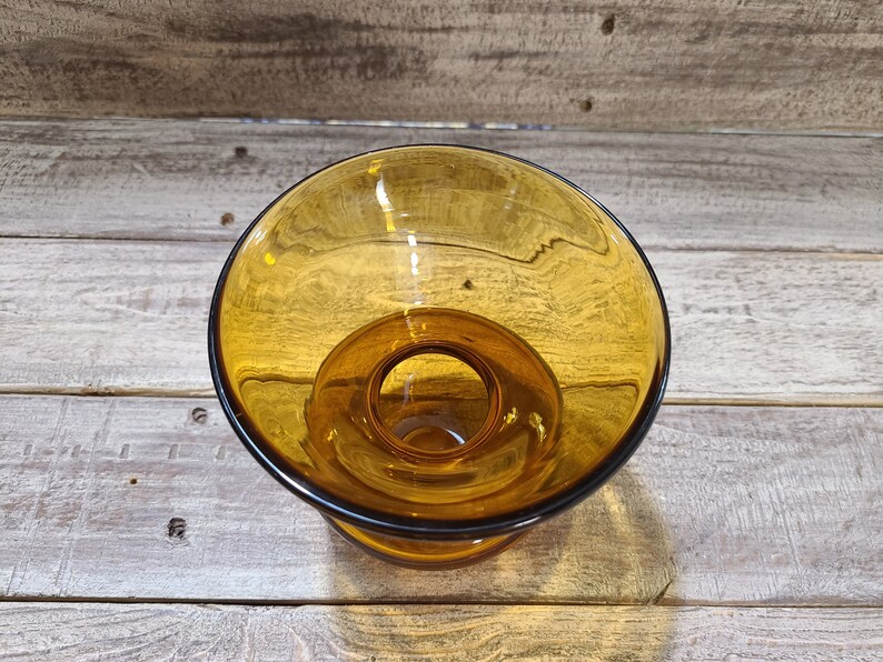 Heavy amber glass flared vase