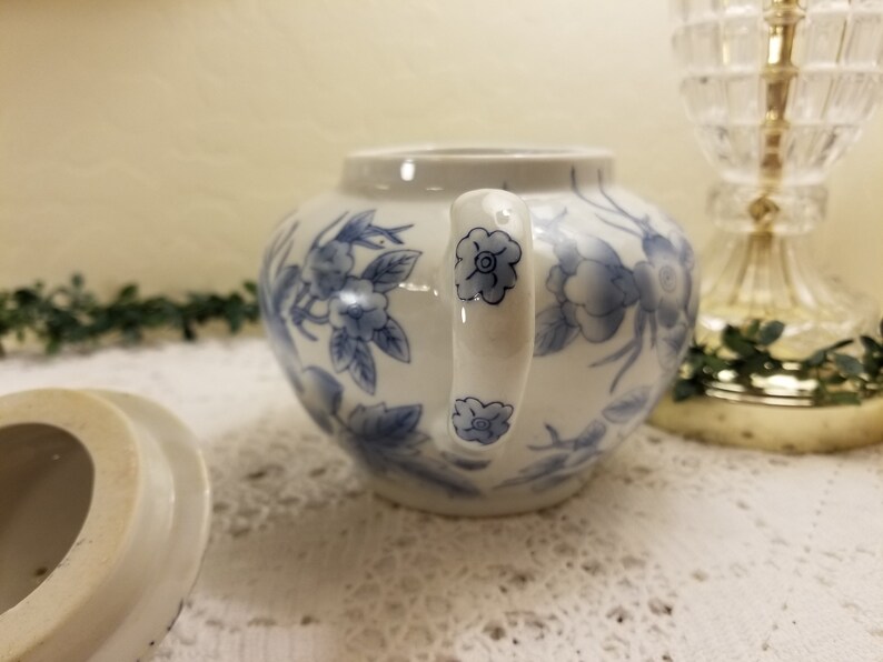 Asian blue floral porcelain teapot