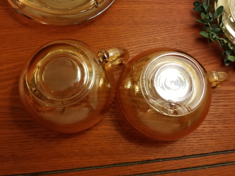 Jeanette marigold glass cups and saucers