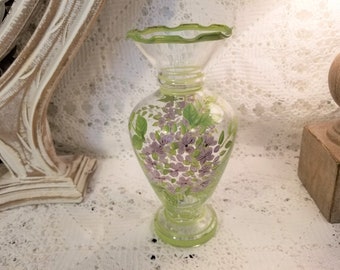 Hand painted glass vase
