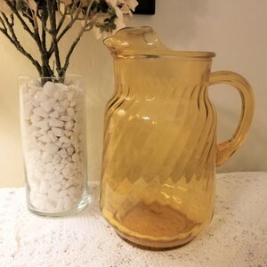 Bartlett & Collins amber swirl glass pitcher