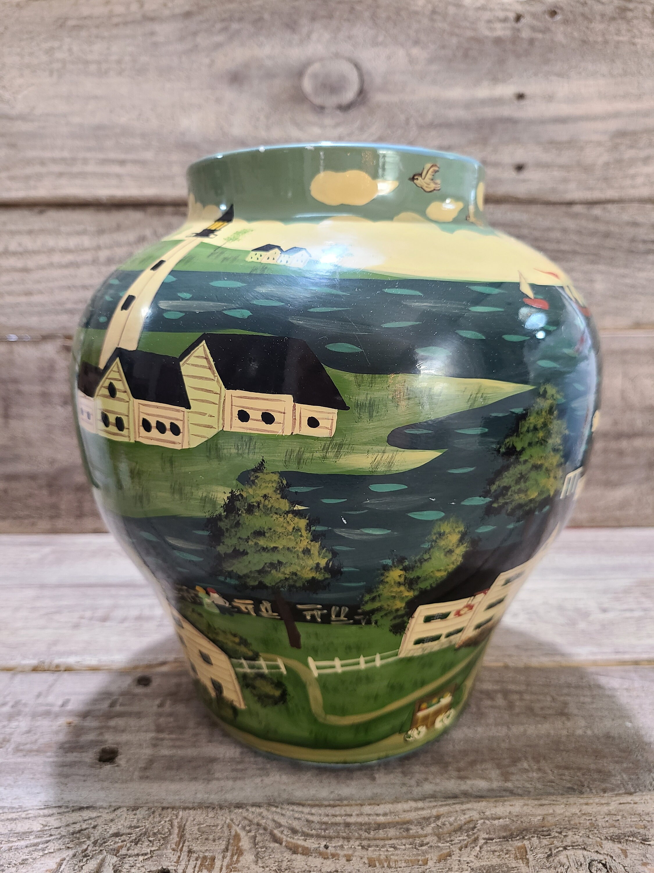 Ceramic hand-painted folk art vase | Etsy