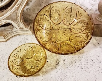 Amber cut glass bowls