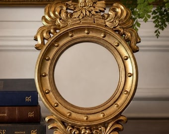 Vintage Federal Convex Glass Gilt Eagle Mirror