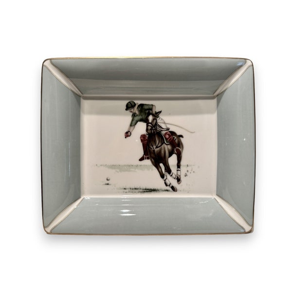 Vintage HERMES-style Equestrian Polo Player Valet Tray