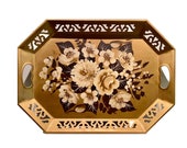 Hand Painted Antique Gold Tole Tray