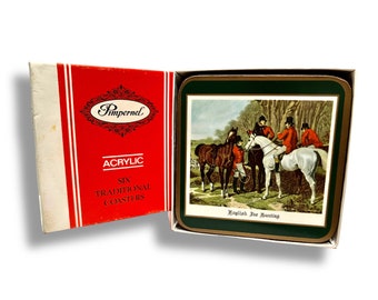 Set of 6 Vintage Pimpernel Fox Hunting Coasters in Original Box
