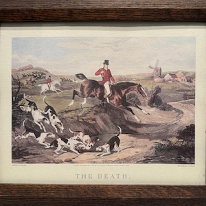 Antique Framed Lithograph &quot;The Death&quot; Engraved by C. R. Stock after W. Shayer