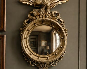 Specchio convesso a occhio di bue vintage American Federal Eagle