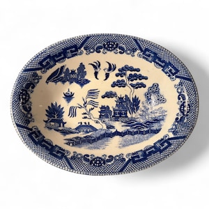 Large Antique Blue Willow Ironstone Bowl
