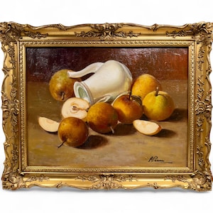 Antique Original Still Life Oil Painting - Signed