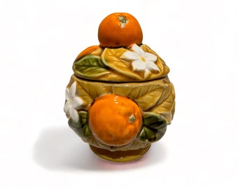 Vintage Midcentury Orange Blossom Ceramic Sugar / Honey Cachepot