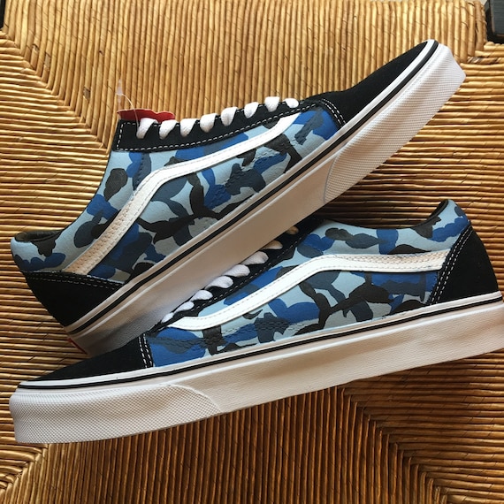 Blue Camo Bape Painted Vans | Etsy