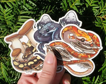 Vinyl Snake and Shroom Stickers || Waterproof Vinyl Decal