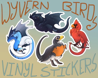 Vinyl Wyvern Aufkleber | Krähe, Blauhäher, Rotkehlchen, Kardinal wasserfester Aufkleber | Keine KI