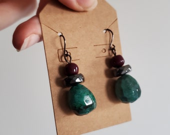 Upcycled Vintage Glass Bead Drop Earrings