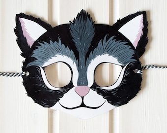 SHOWERORO 5-tlg. Katzenmasken-Set – Weiße Papiermasken Zum Bemalen, Für Kinder & Erwachsene