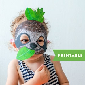 Sloth Mask for Kids: Halloween Costume, Toddler Masquerade , Woodland Birthday Party Favors (Digital Download)