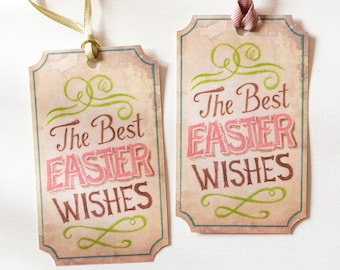Easter basket tags, junk journal, digital Easter gift tags. Printable Easter tags, vintage Easter printables. Instant download, scrapbooking