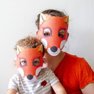 Watercolor Fox Mask Set: Mommy & Me Costume (Digital Download)