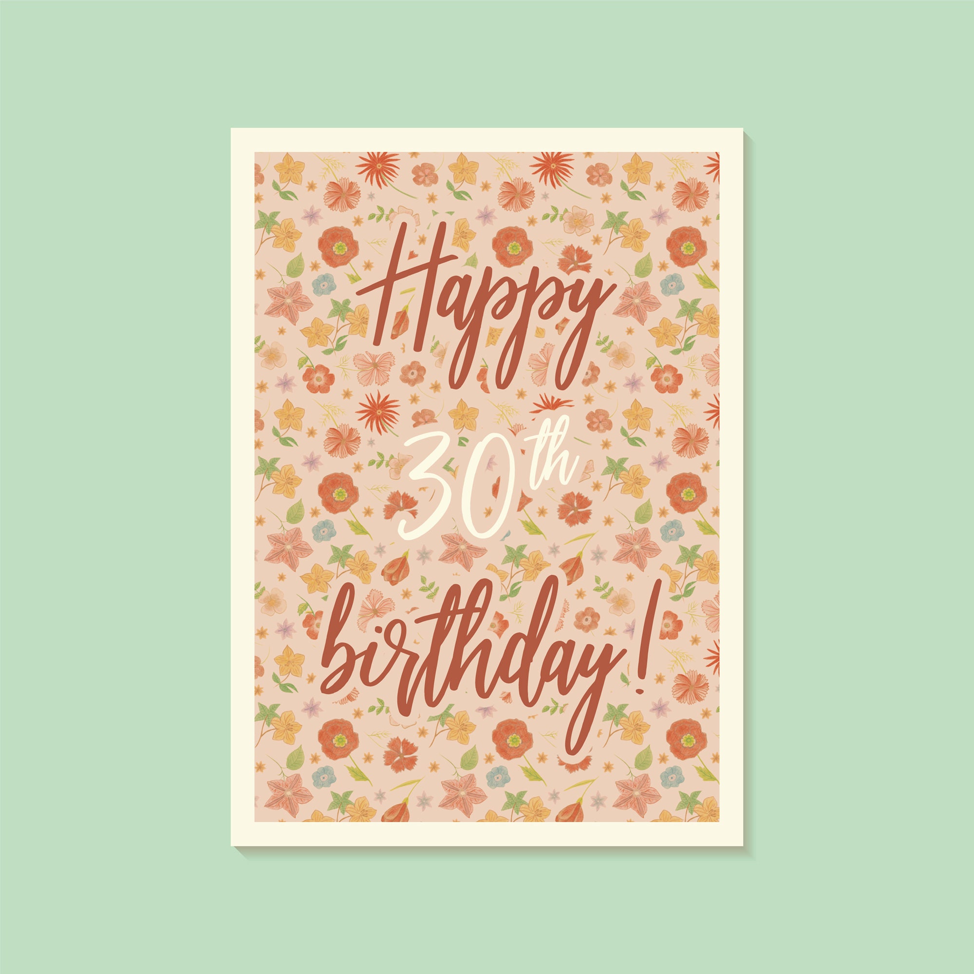 30th birthday card for her. Printable card floral birthday - Etsy Nederland
