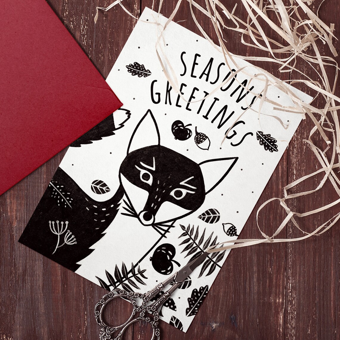 Fox Christmas Card Digital Download Multiple Sizes. Greeting - Etsy