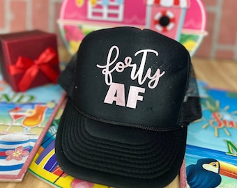 40th Birthday Trucker hat, 40th Birthday Hat, 40th Birthda hat woman,  40 Af Squad Hat, 40th Crew Hat, 40th Birthday Hats,40th Birthday Gift