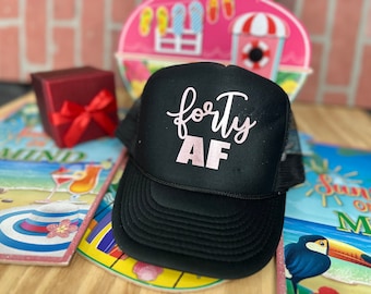 40th Birthday Trucker hat, 40th Birthday Hat, 40th Birthda hat woman,  40 Af Squad Hat, 40th Crew Hat, 40th Birthday Hats,40th Birthday Gift