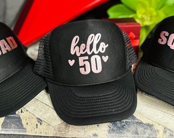 50th Birthday Hat, 50th Birthday Party, Gift 50th Birthday Woman, 50th Birthday Trucker Hat, 50th Birthday gift man, 50 birthday hat 50th