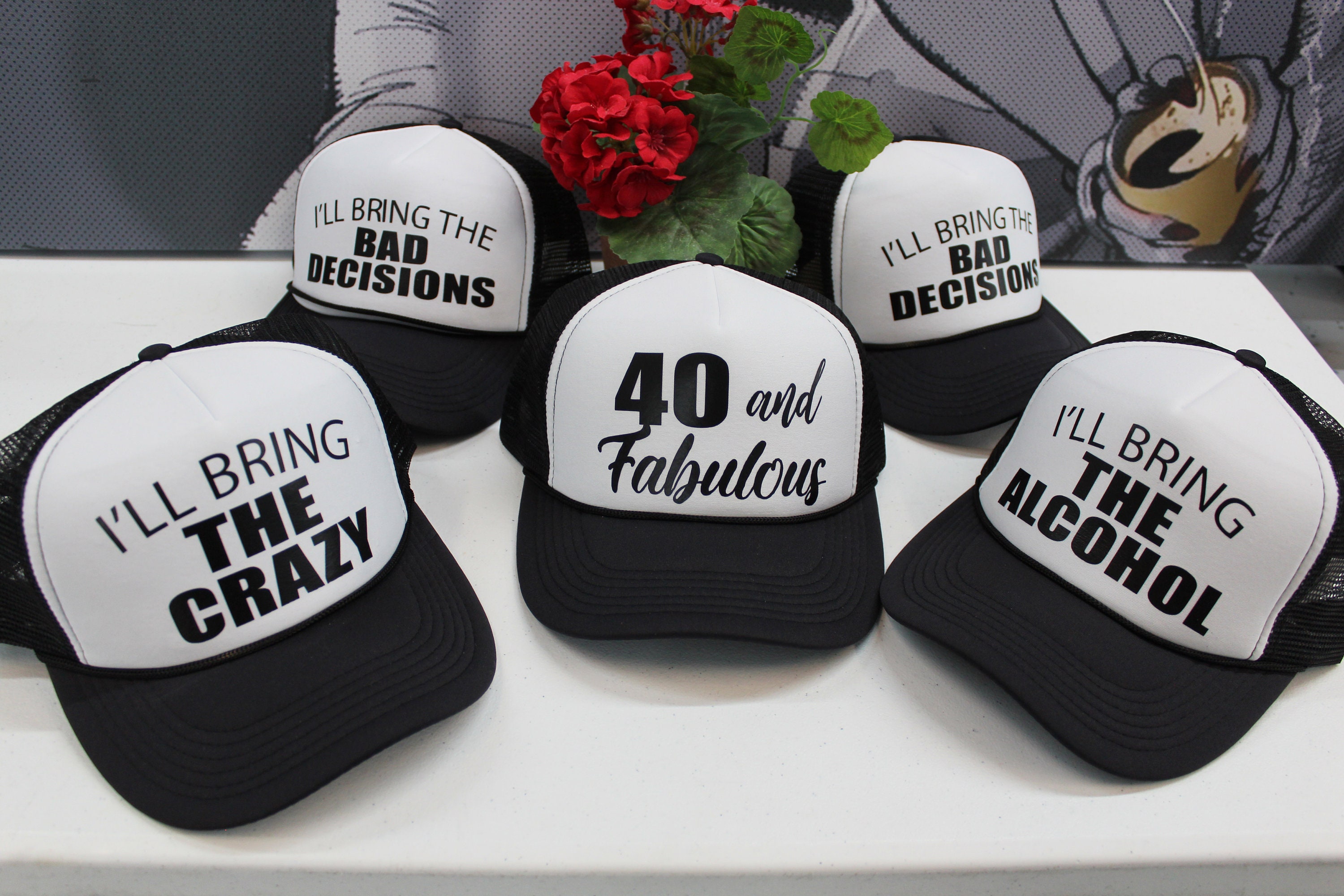 Birthday Hats WITH YOUR SAYING Hats Custom Hats 40th Etsy