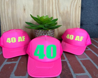 40th Birthday Trucker hat, 40th Birthday Hat, 40th Birthda hat woman,  40 Af Squad Hat, 40th Crew Hat, 40th Birthday Hats,40th Birthday Gift