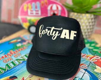 40th Birthday Trucker hat, 40th Birthday Hat, 40th Birthda hat woman,  40 Af Squad Hat, 40th Crew Hat, 40th Birthday Hats,40th Birthday Gift