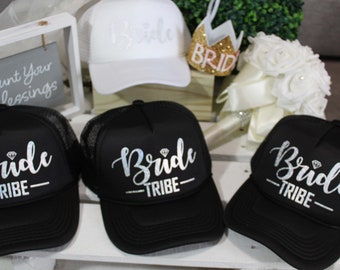 Bachelorette Party Hats, Bride Squad Has, Bride Tribe Hats, Team Bride, Trucker Hats, Bridal Party Cap, Bridal Party Hat, Squad Caps, Bride