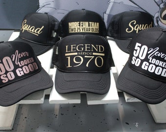 CUSTOM HATS, 50th Birthday, 50th Birthday Gift, 50th Birthday HAt, 50th Birthday Party, 1970 HATS, Birthday Trucker Hat, 50th Birthday gift