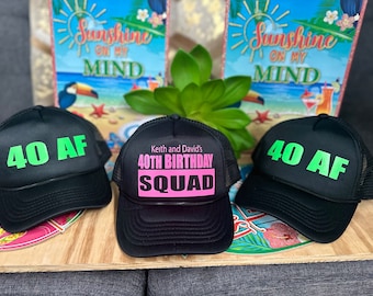 40th Birthday gift, 40th Birthday hat, 40th Birthday gift for her,40 AF Birthday Hat, Neon hat, 40 Birthday Gift for him,40th Birthday Party