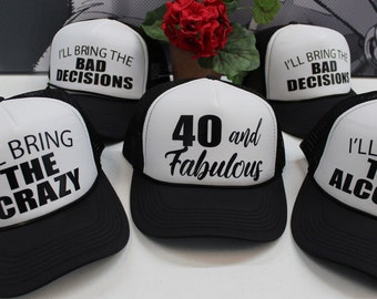 Forty Af, CUSTOM Trucker Hat, 40 AF, Hats, Birthday Trucker Hat, 40th Birthday Gift, Gift for Her, 40 Birthday Gift, Birthday Hats, CUSTOM