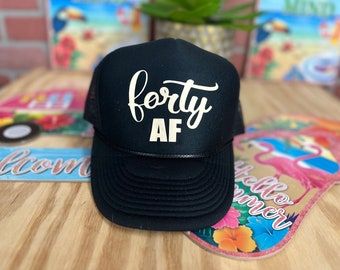 40th Birthday Trucker hat, 40th Birthday Hat, 40th Birthda hat woman,  40 Af Squad Hat, 40th Crew Hat, 40th Birthday Hats,40th Birthday Gift