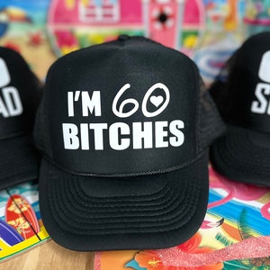 60th Birthday Hat, 60th Birthday, Hat, Birthday, Hats WITH YOUR SAYING, Hats, Custom Hats, 60th Birthday Hat, Squad Hats, Birthday Squad Hat