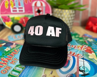 40th Birthday Trucker hat, 40th Birthday Hat, 40th Birthda hat woman,  40 Af Squad Hat, 40th Crew Hat, 40th Birthday Hats,40th Birthday Gift