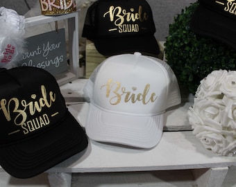 Bride Squad Hats, Bachelorette Party Hats, Bachelorette Party Hat, Custom Truker Hat, Bride Tribe Hat, Bachelorette Caps, Bridal Party Cap,