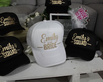 Bachelorette Party Hats, Bride Squad Hat, Custom Trucker Hat, Bridesmaid Hats, Custom Hats, Trucker Hats, Bride Hat, Bride Tribe, Hats, Brid