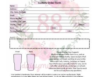 tumbler order form etsy order form template