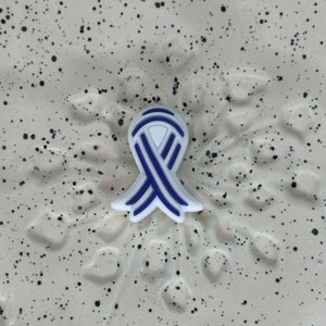 Blue White Pinstripe Awareness Silicone Focal Bead - Amyotrophic Lateral Sclerosis / ALS / Lou Gehrig&#39;s Disease