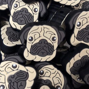 Siliconen focaal dier - hond - mopshond 0072 - 2 counts