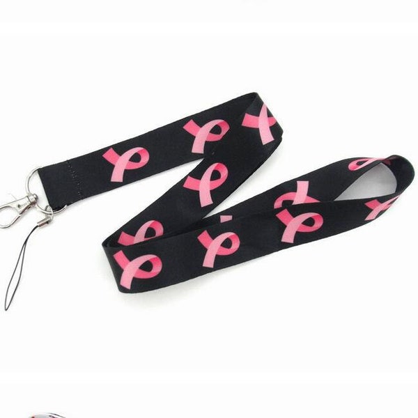 Breast Cancer Ribbon Lanyard