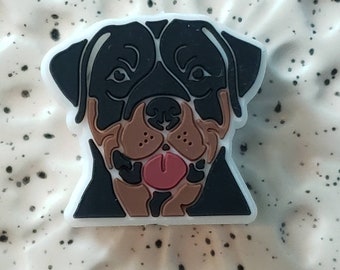 Rottweiler Silicone Focal Bead - 3 Count