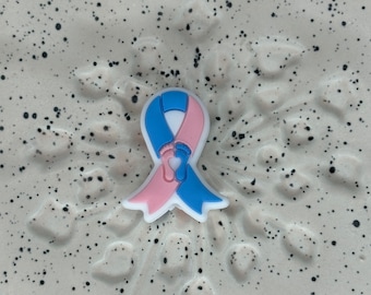 Pink and Blue Miscarriage Awareness Ribbon Silicone Focal Bead