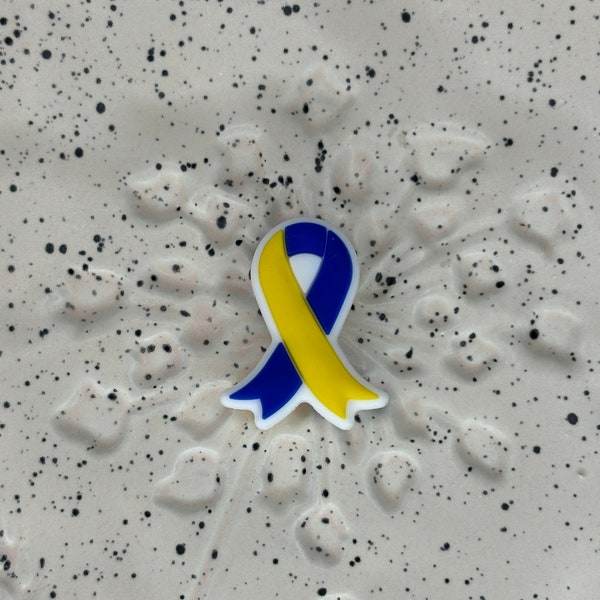 Yellow and Blue Awareness Silicone Focal Bead